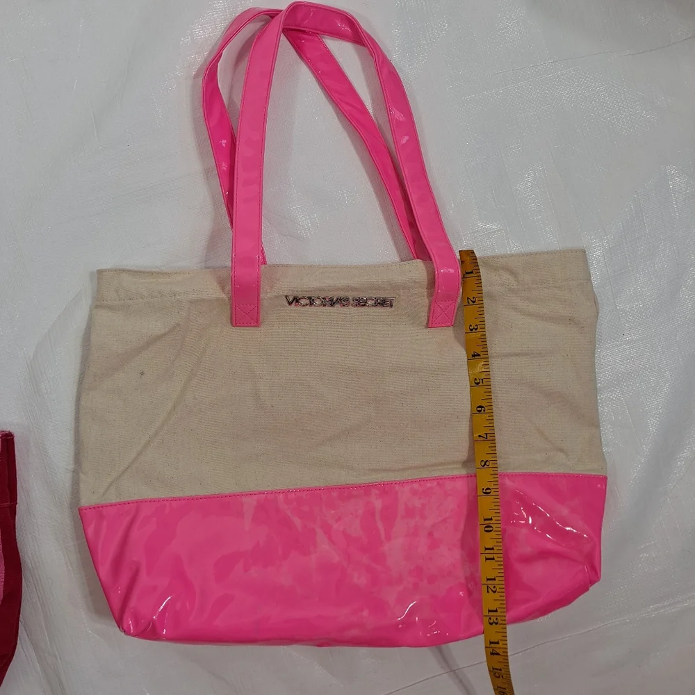 Victoria's Secret Large Pink Vinyl Canvas Tote